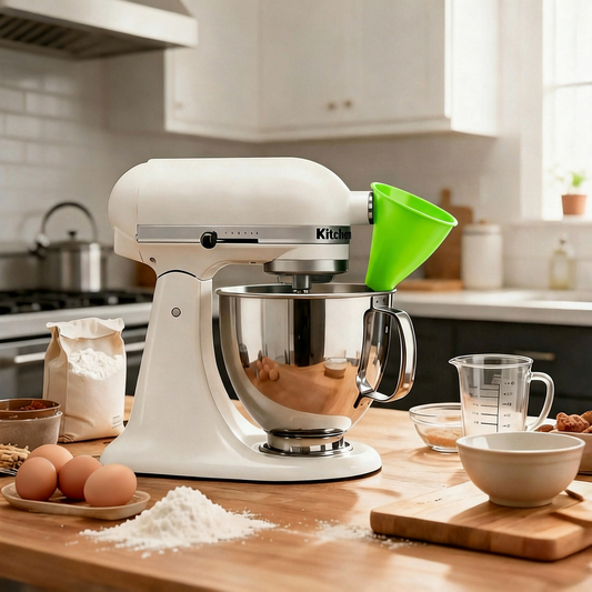No-Mess Flour Funnel for KitchenAid Mixer – Green