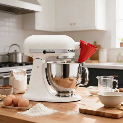No-Mess Flour Funnel for KitchenAid Mixer – Red